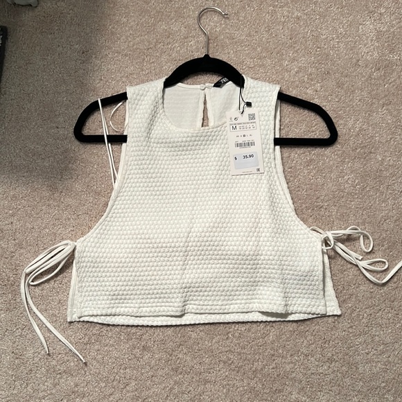 Zara Tops Zara White Cropped Tank Top With Bralette Poshmark